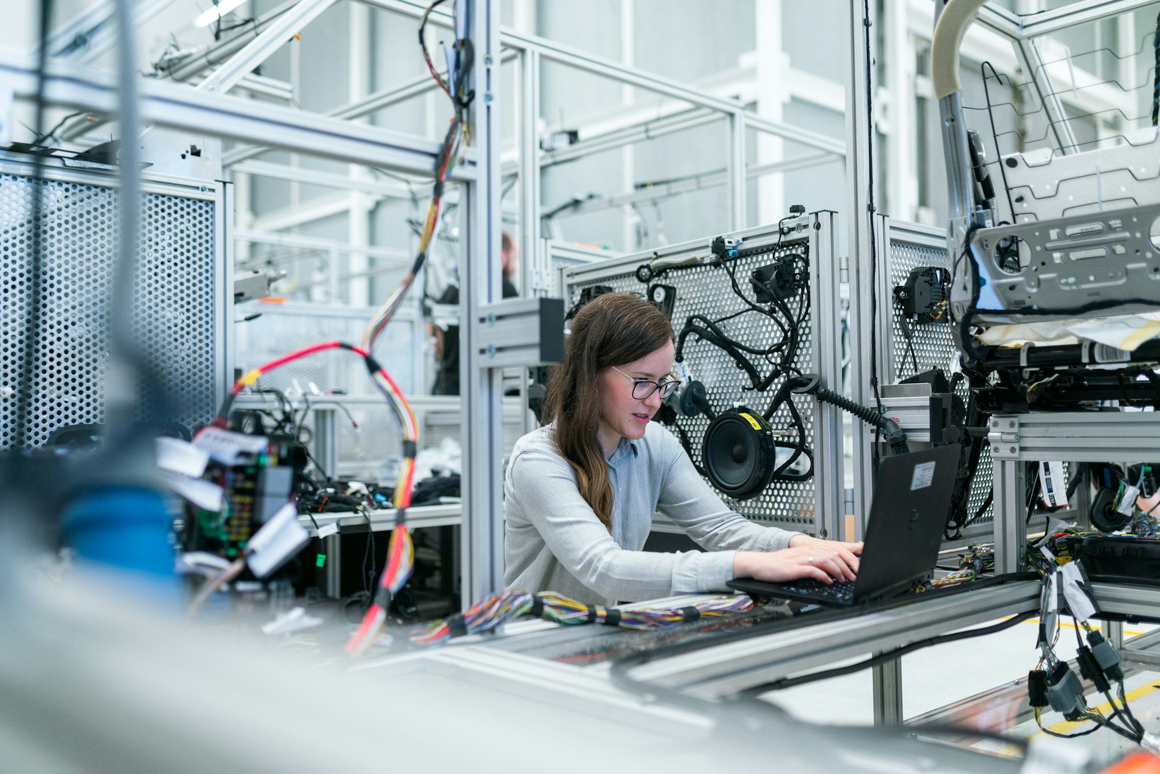 Engineering team developing robotics automation solutions
